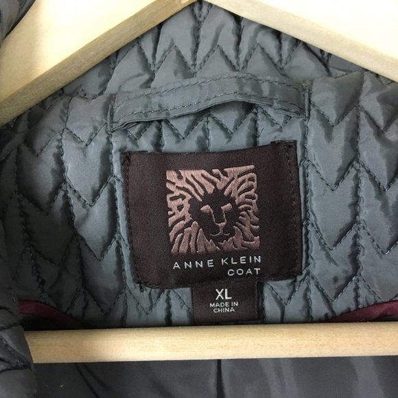 Anne Klein Coat Womens XL Quilted Textured Filled Insulated Gray Pockets Zip Up - Picture 3 of 13